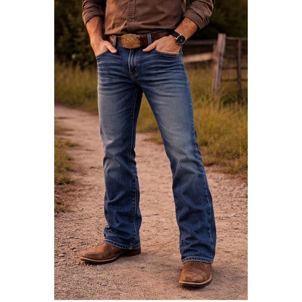 Wrangler Retro Slim Boot Jeans Men 29x31 Blue Medium Wash Stretch Denim